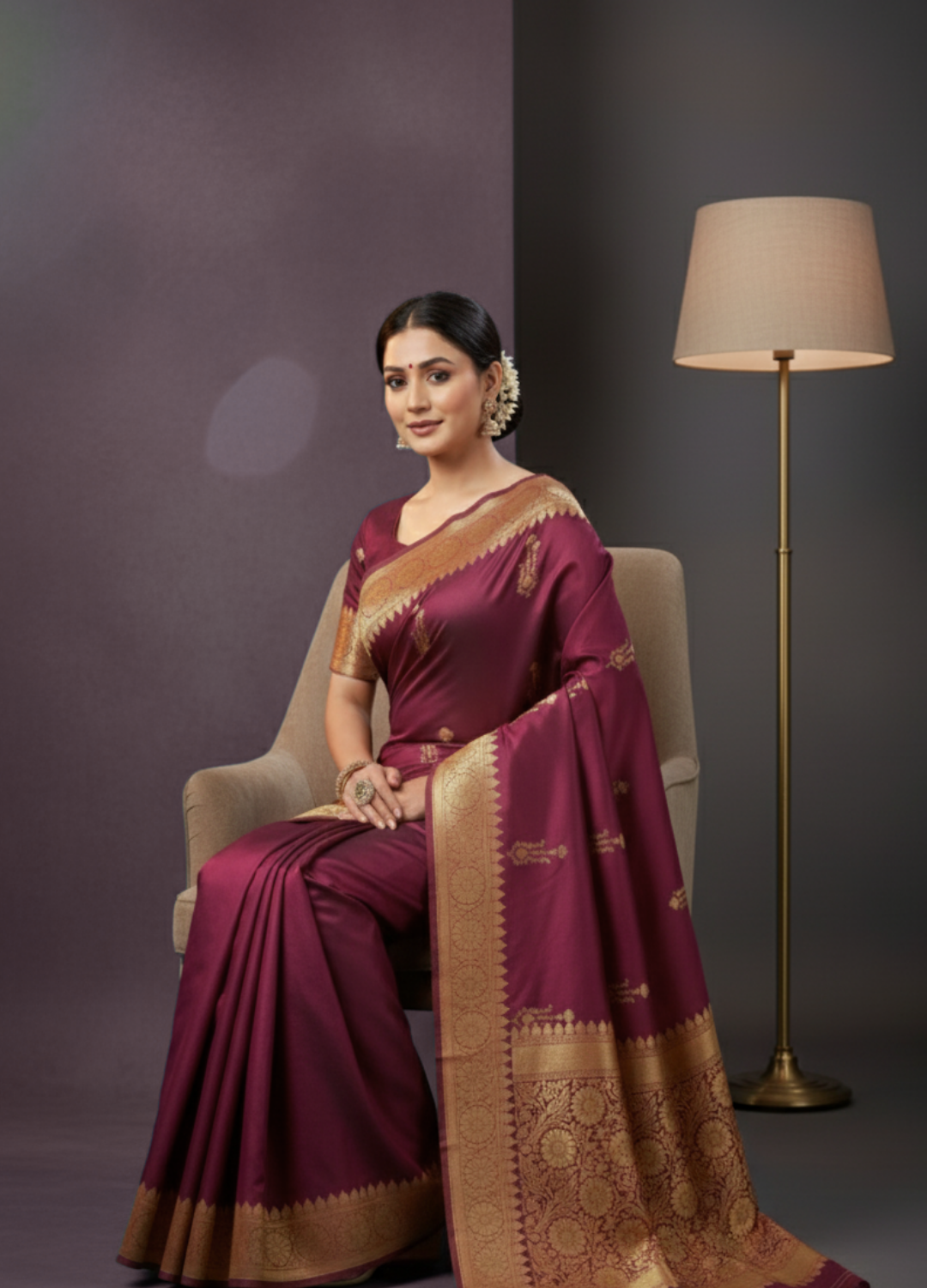 Maroon Jamdani