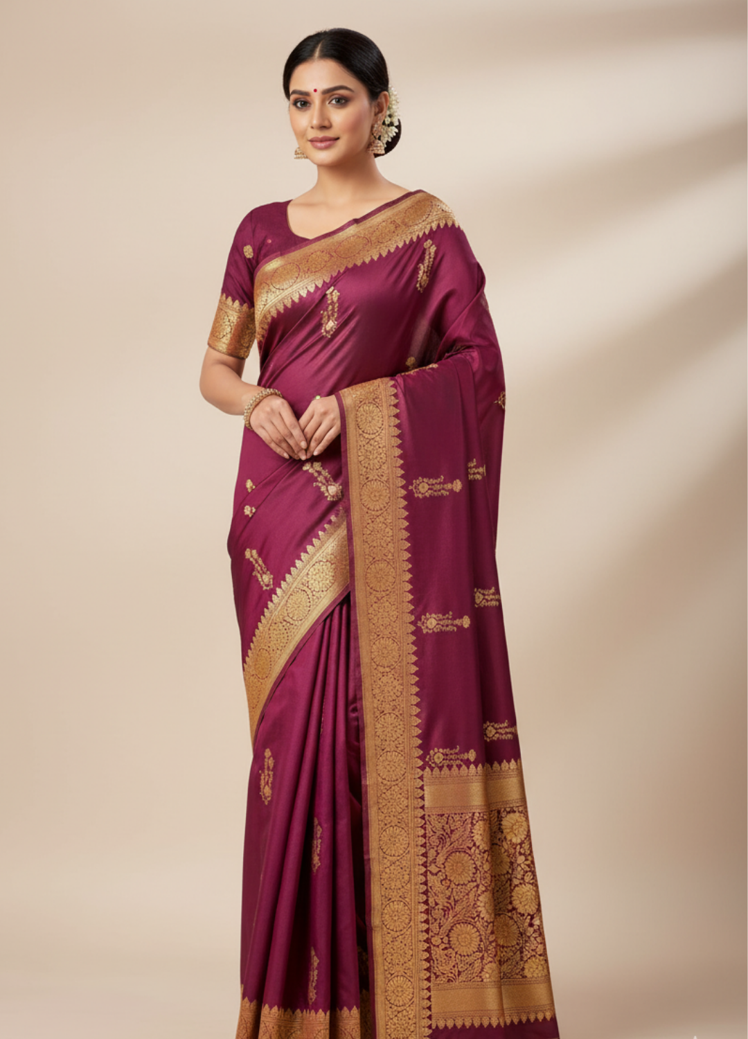 Maroon Jamdani